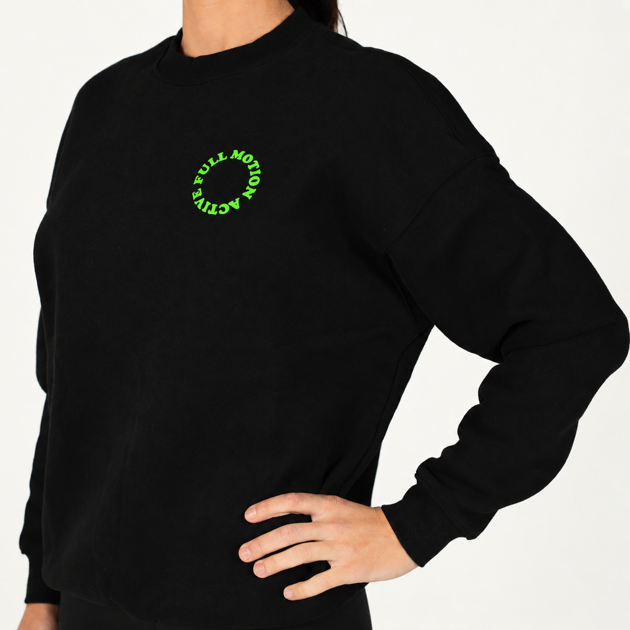 Reflex Unisex Black Sweatshirt — Green Print