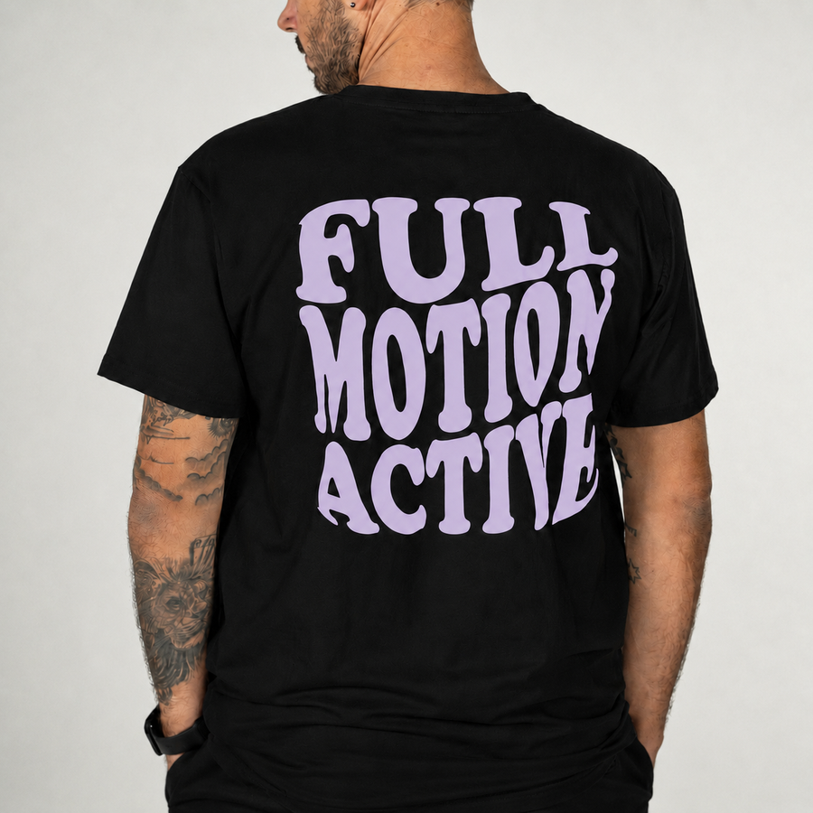 Core Unisex Black T-Shirt — Lilac Print