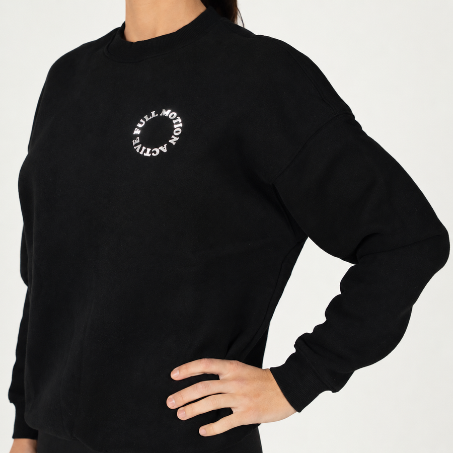 Reflex Unisex Black Sweatshirt — Silver Print