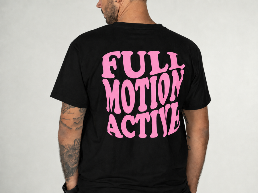 Core Unisex Black T-Shirt — Pink Print