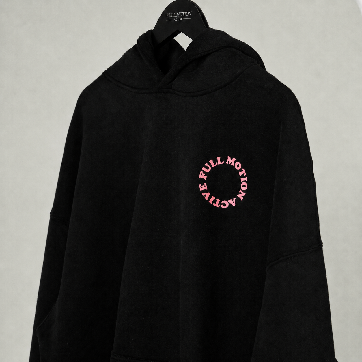 Reflex Unisex Black Hoodie — Pink Print