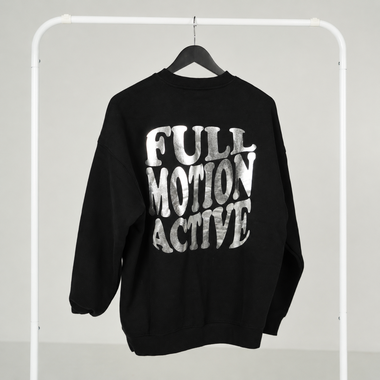 Reflex Unisex Black Sweatshirt — Silver Print