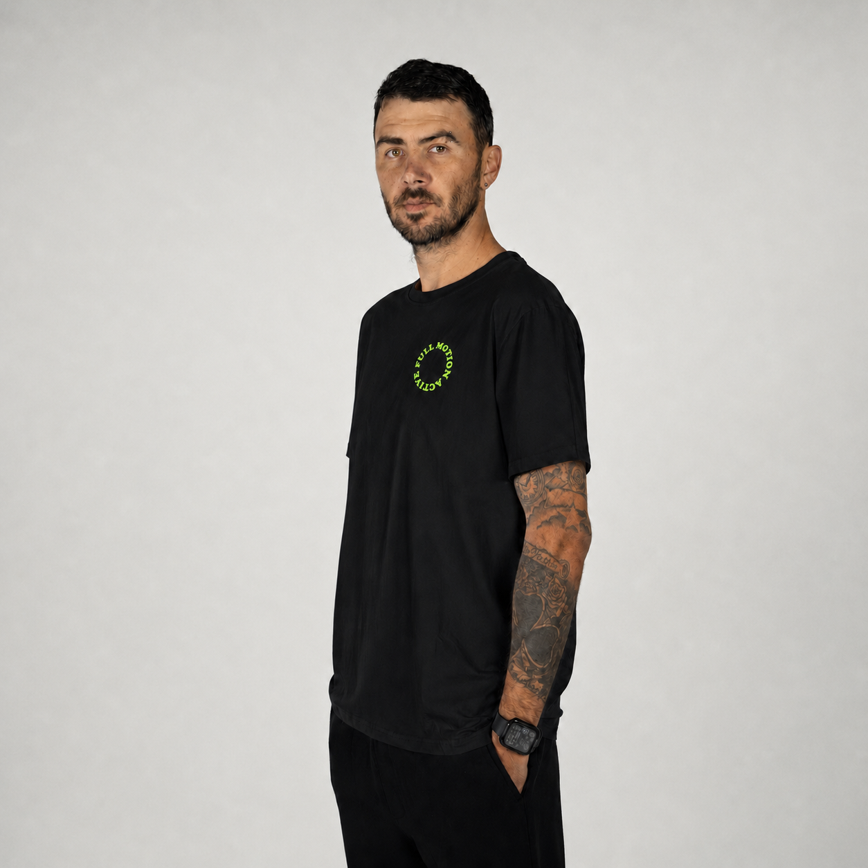 Core Unisex Black T-Shirt — Green Print