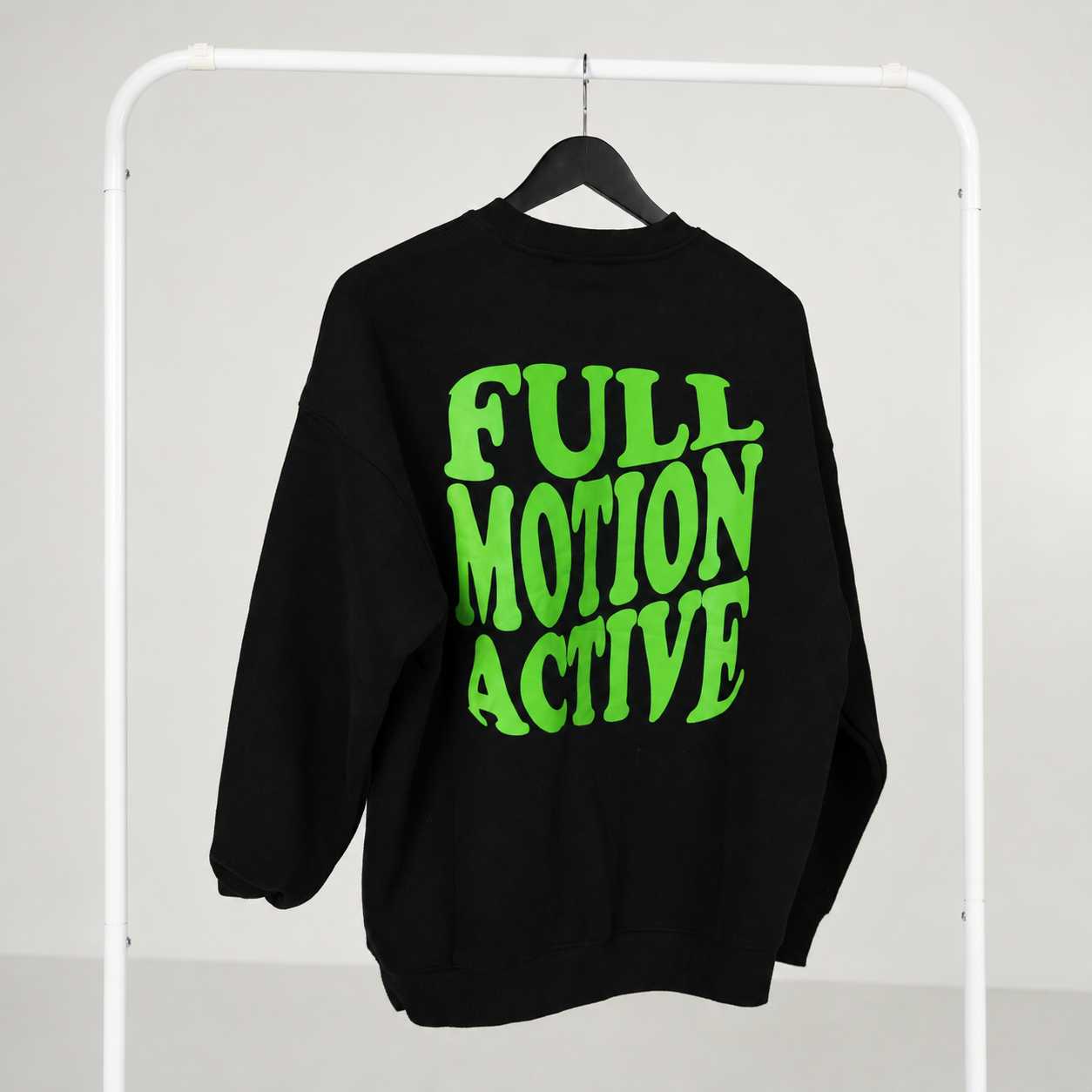 Reflex Unisex Black Sweatshirt — Green Print