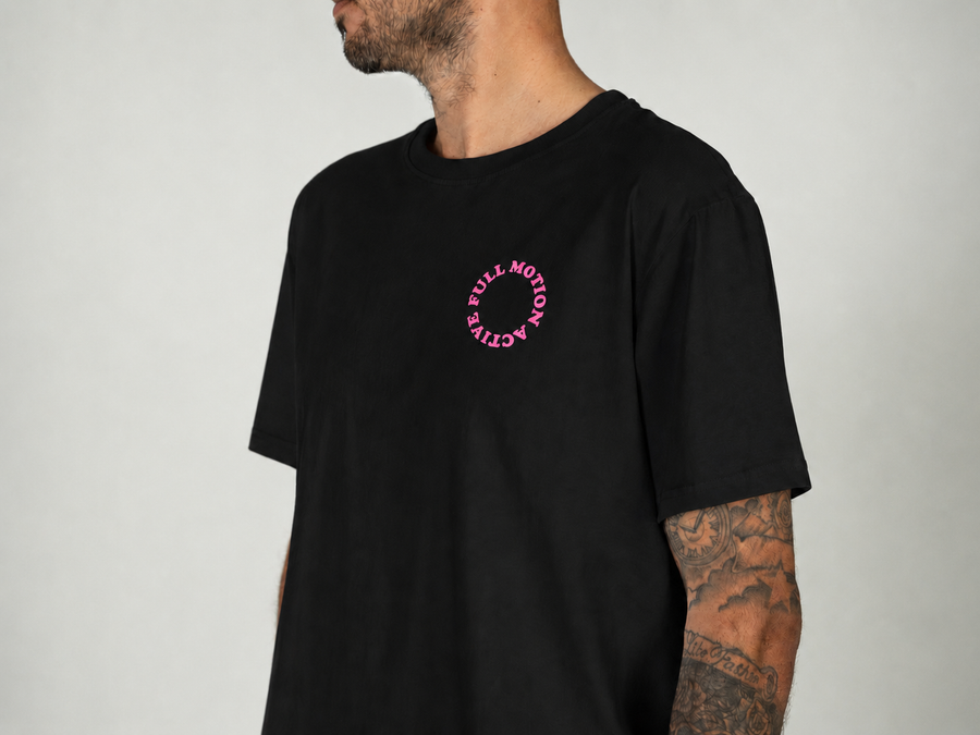 Core Unisex Black T-Shirt — Pink Print