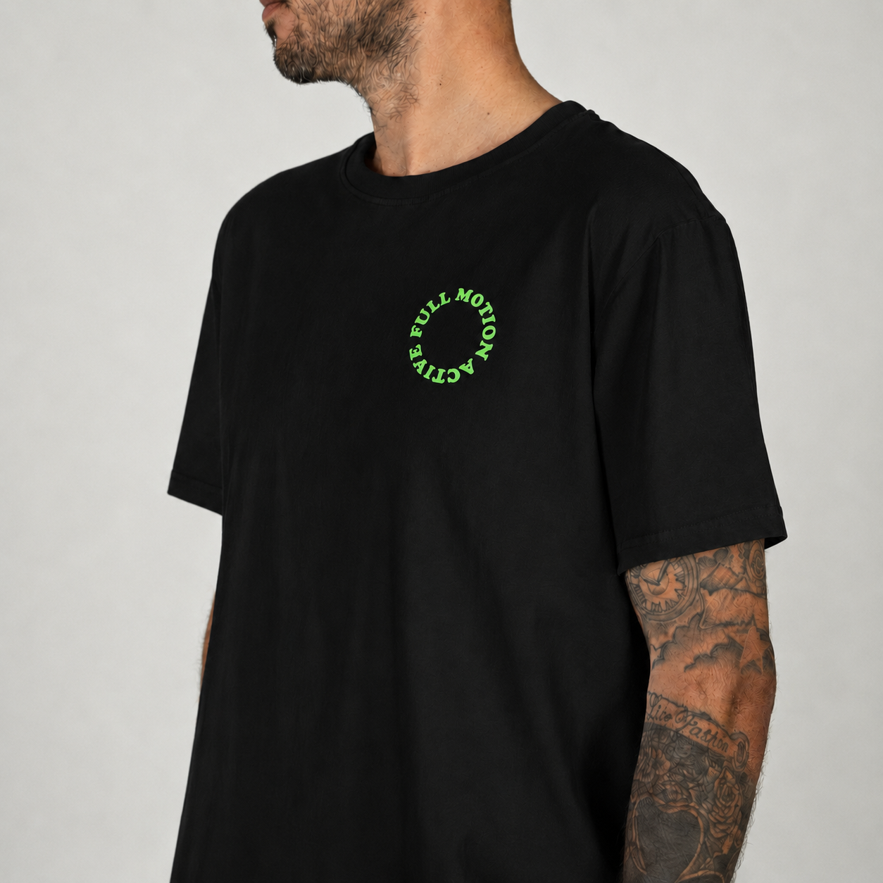 Core Unisex Black T-Shirt — Green Print