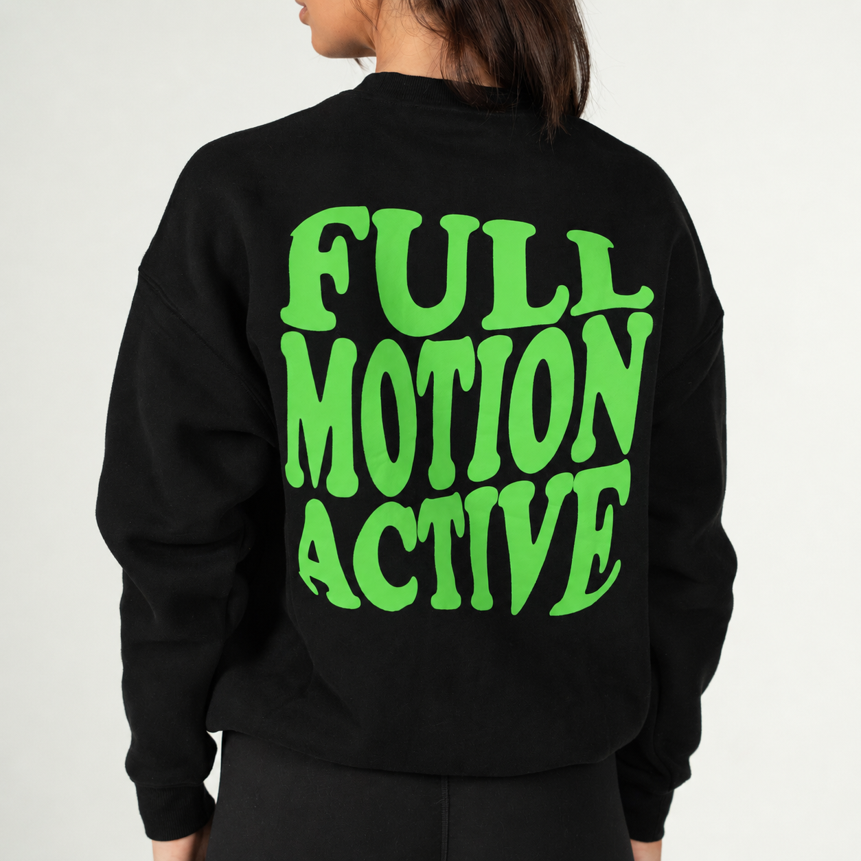 Reflex Unisex Black Sweatshirt — Green Print