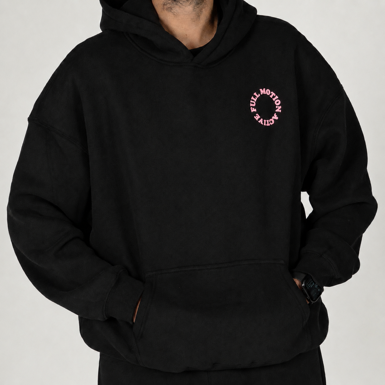 Reflex Unisex Black Hoodie — Pink Print