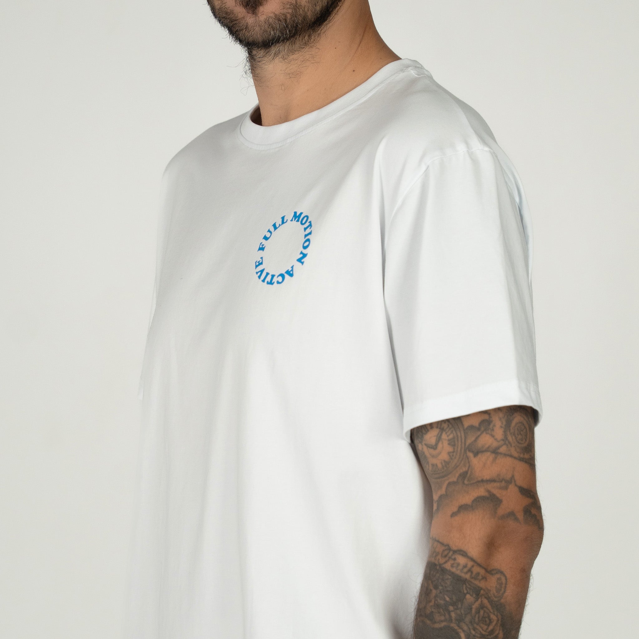 Core Unisex Tee White - Blue Print