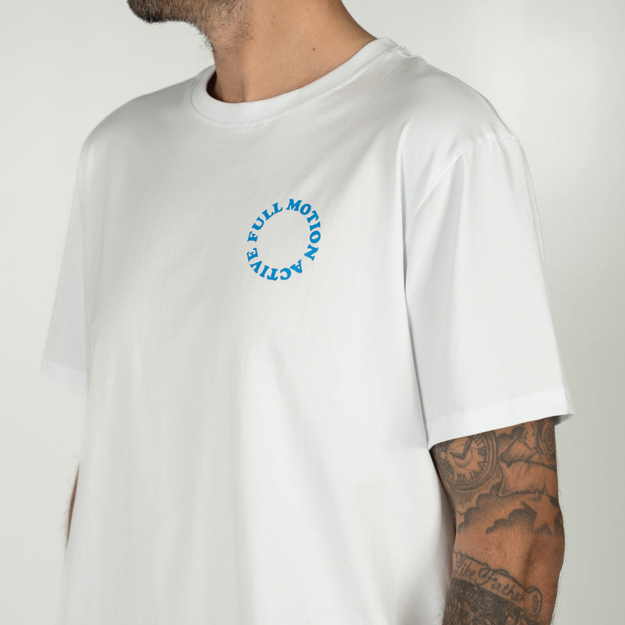 Core Unisex Tee White - Blue Print