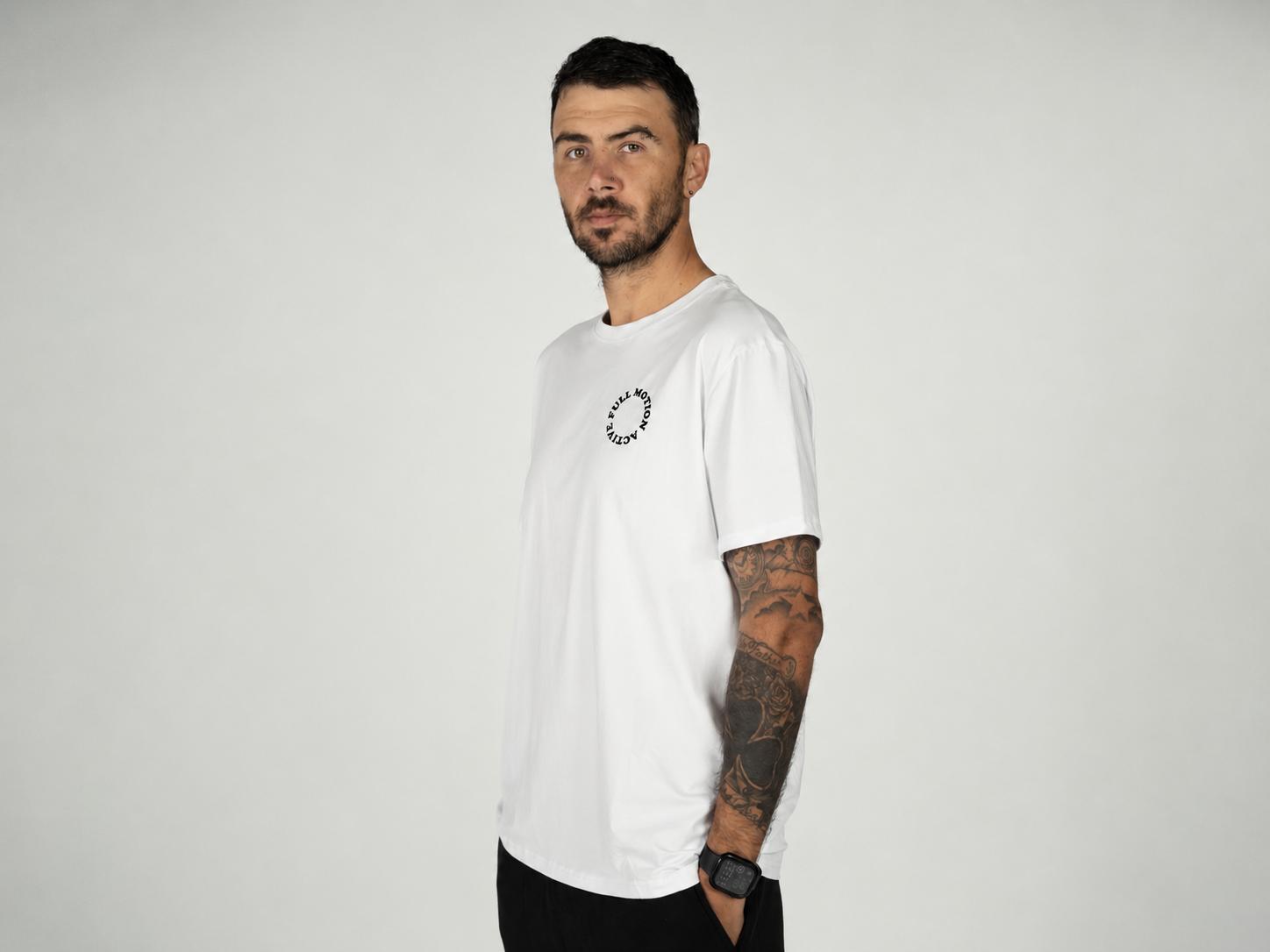 Core Unisex Tee — White / Black Print