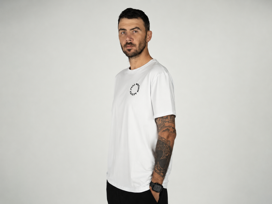 Core Unisex Tee — White / Black Print