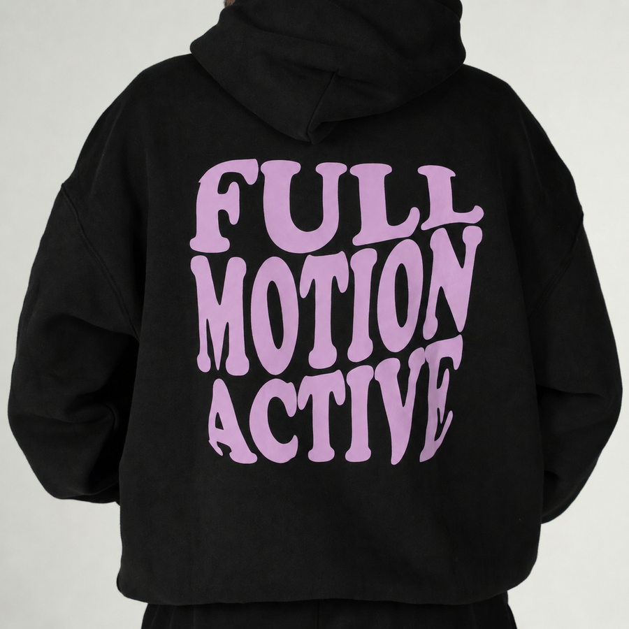 Reflex Unisex Black Hoodie — Lilac Print