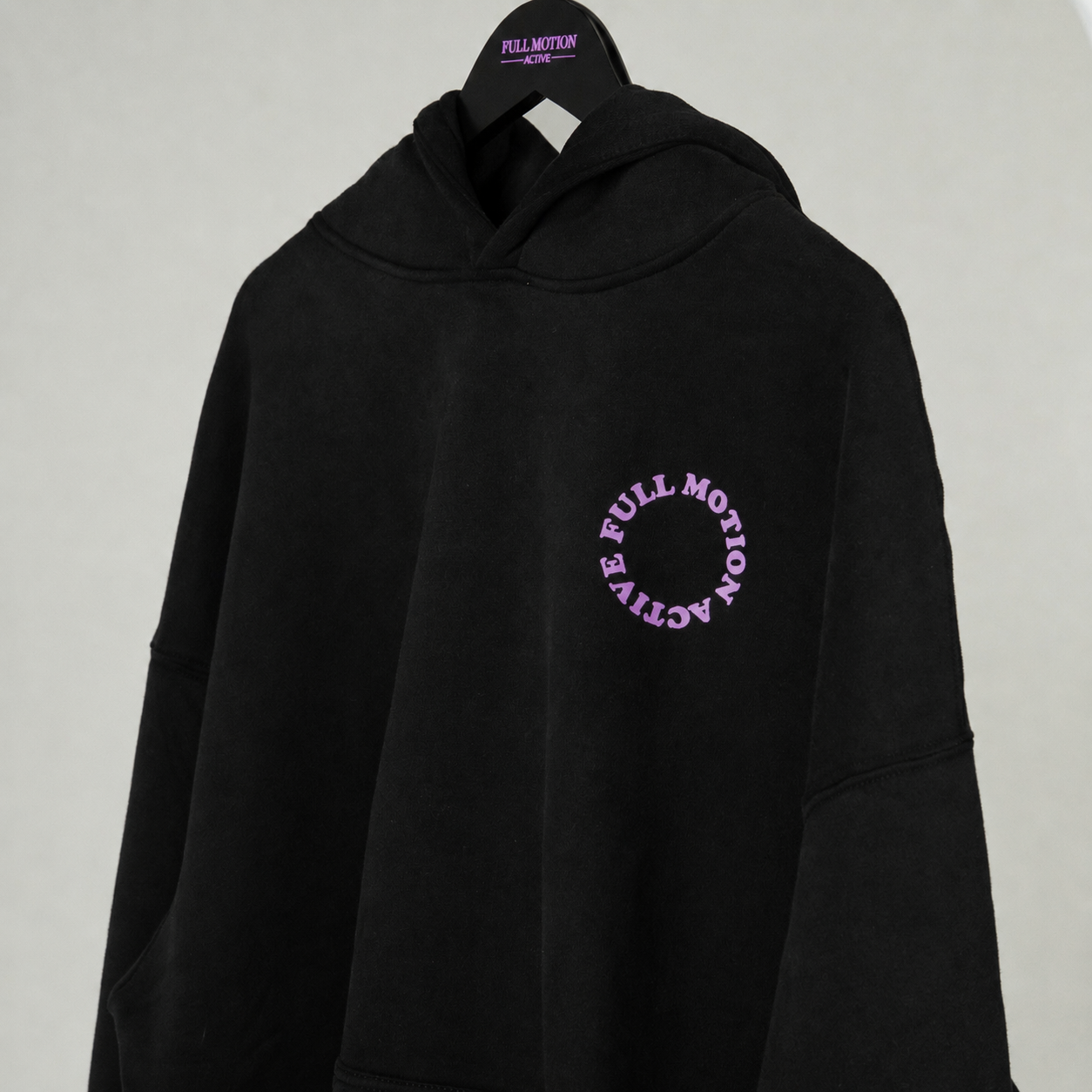 Reflex Unisex Black Hoodie — Lilac Print
