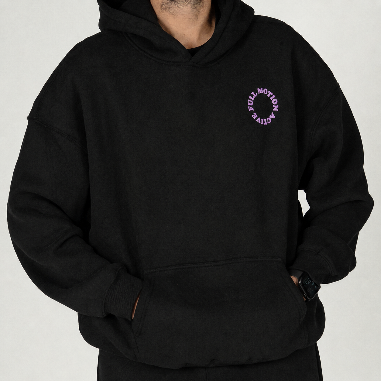 Reflex Unisex Black Hoodie — Lilac Print