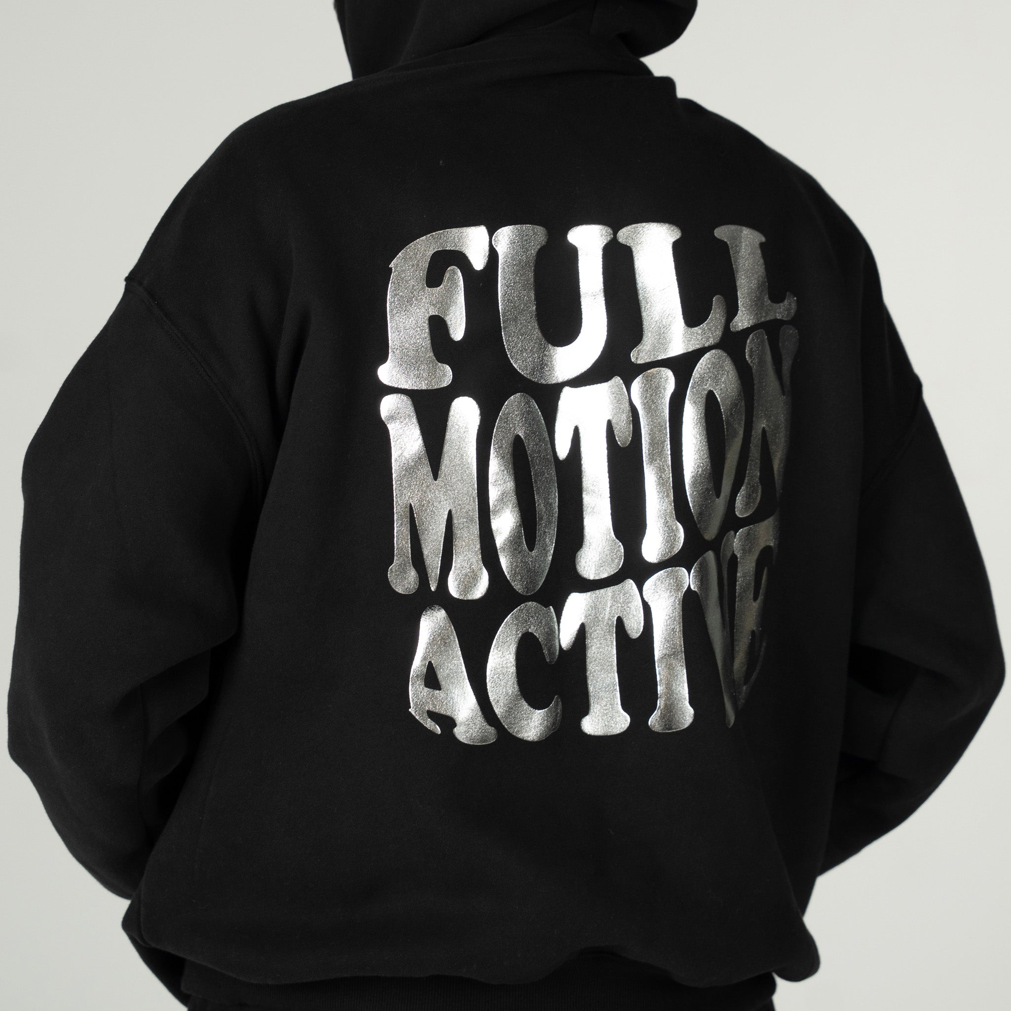 Reflex Unisex Black Hoodie - Chrome Print