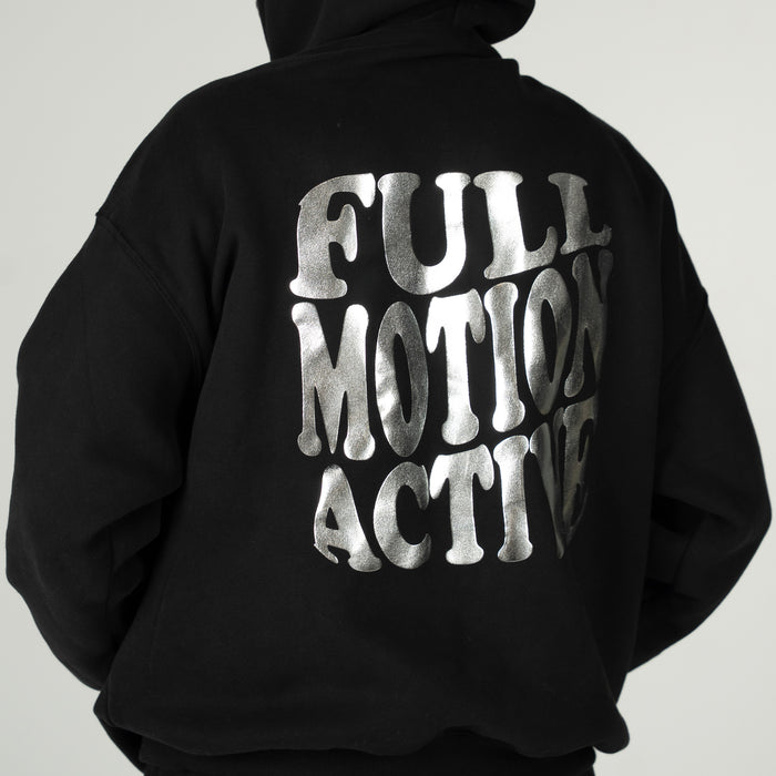 Reflex Unisex Black Hoodie - Chrome Print