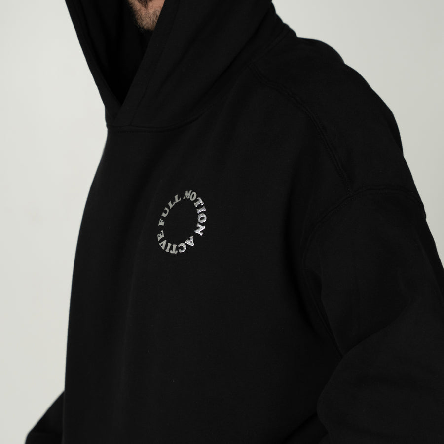 Reflex Unisex Black Hoodie - Chrome Print