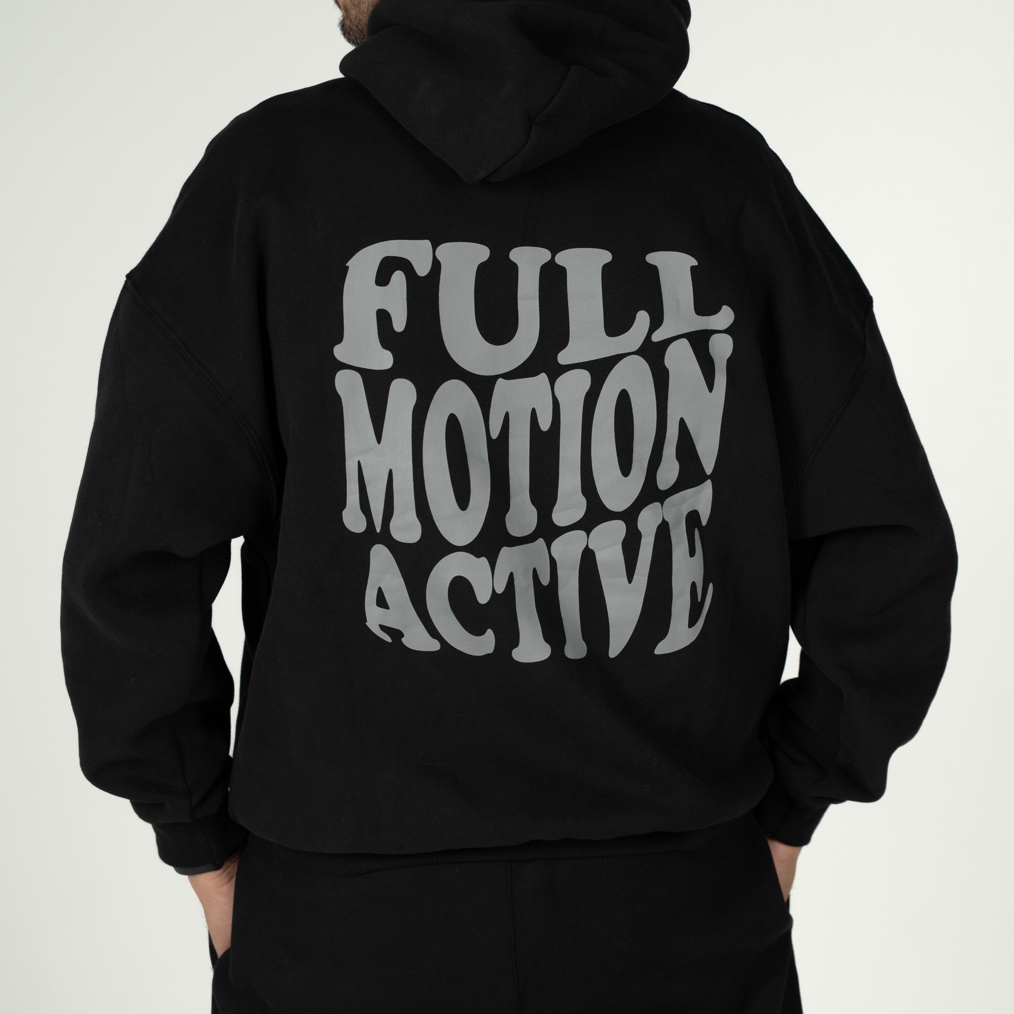 Reflex Unisex Black Hoodie - Grey Print
