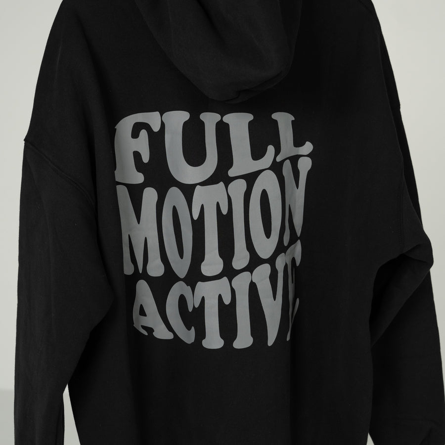Reflex Unisex Black Hoodie - Grey Print